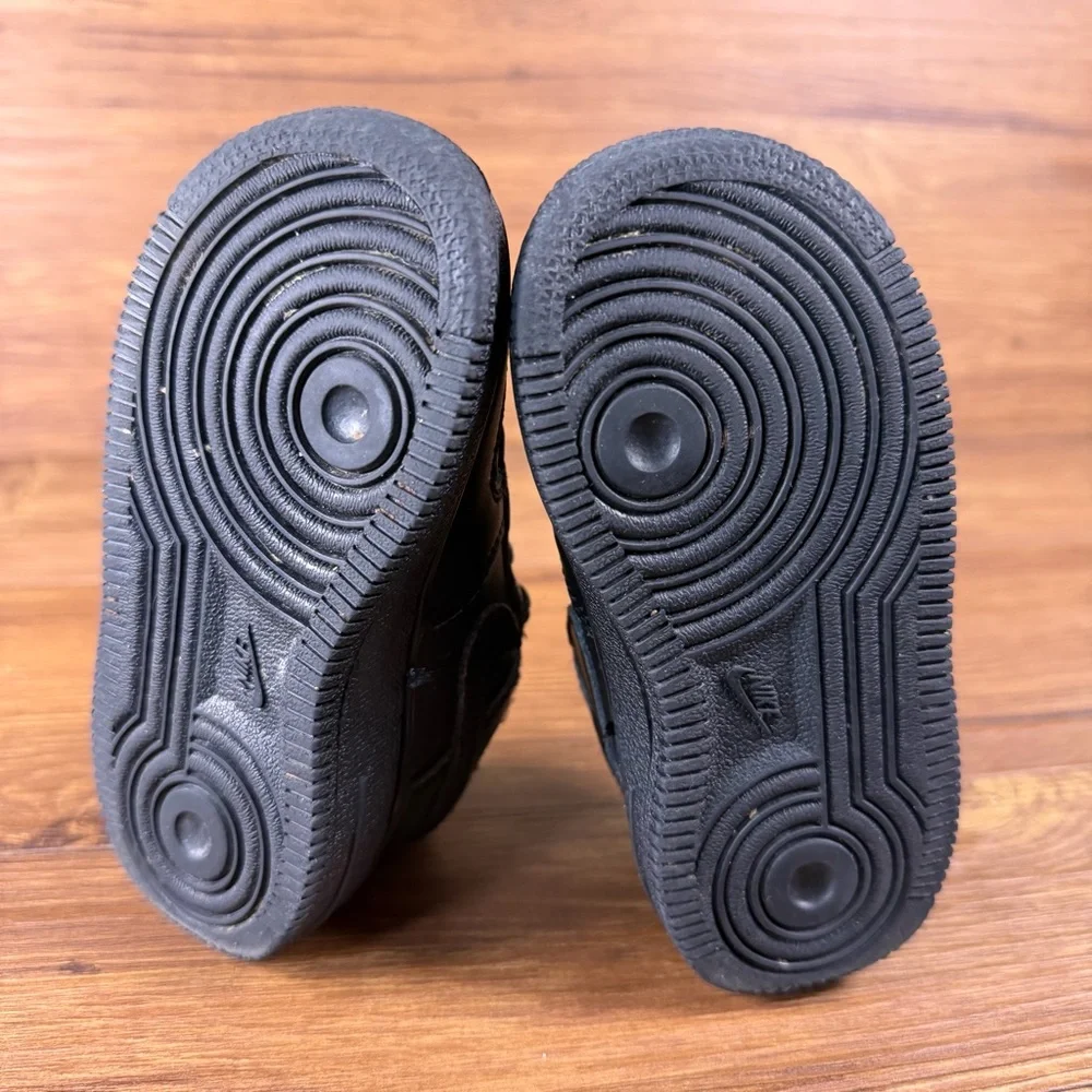 Nike Air Force‎ 1 Sneakers Size 6C Triple Black Leather Shoes